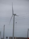 A land-based wind turbine spins in Atlantic City, N.J. on Wednesday, Sept. 18, 2024. (AP Photo/Wayne Parry)