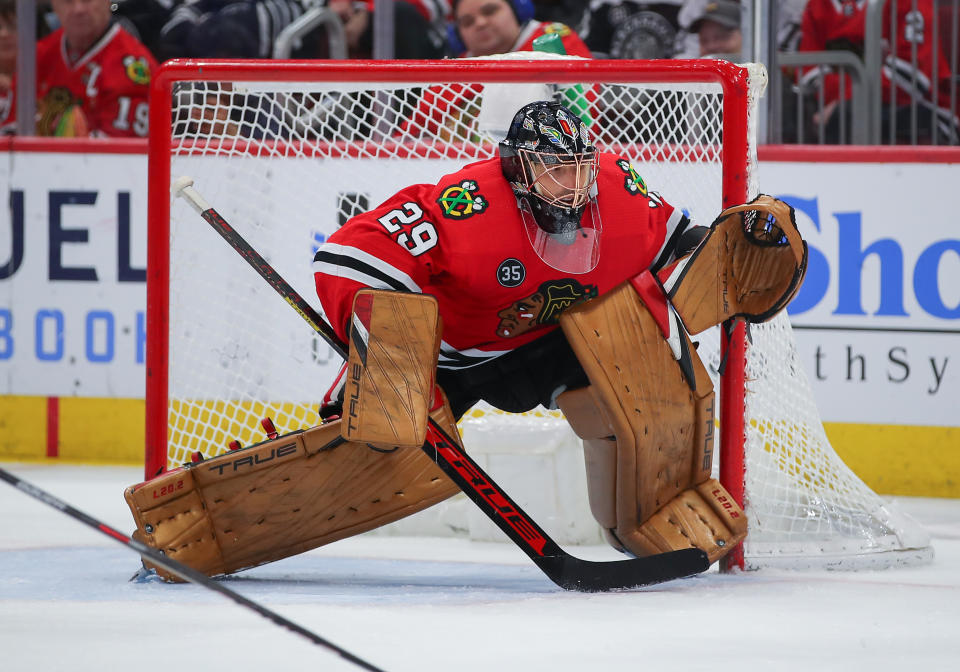 Reports and rumours linking the Maple Leafs to star Blackhawks goalie Marc-Andre Fleury have been heating up. (Getty)