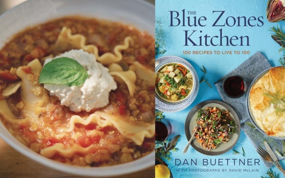 <p>David McLain</p><p>This one-pot soup swaps ground beef for lentils and uses tofu ricotta to keep it vegan. Get the recipe for <em>The Blue Zones Kitchen </em><a href="https://parade.com/957093/alison-ashton/one-pot-lasagna-soup-blue-zones-kitchen/" rel="nofollow noopener" target="_blank" data-ylk="slk:One-Pot Lentil Lasagna Soup;elm:context_link;itc:0;sec:content-canvas" class="link "><strong>One-Pot Lentil Lasagna Soup</strong></a>.</p>