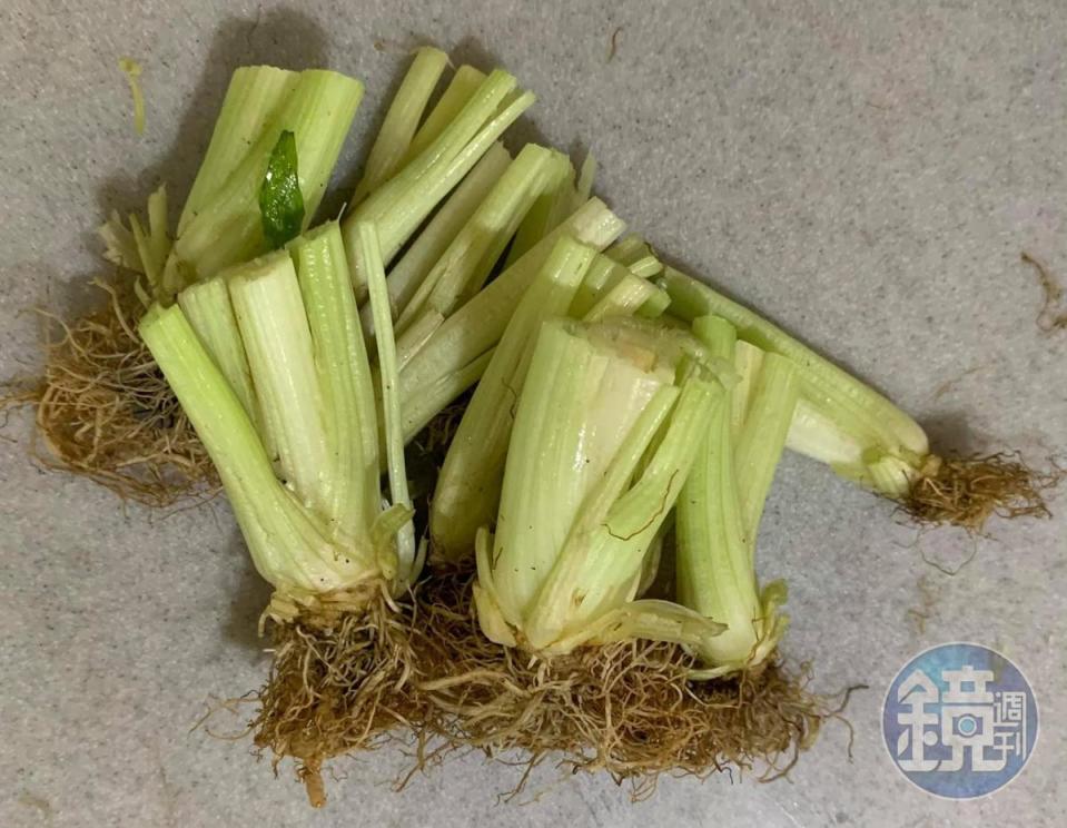 芹菜頭切下煮湯，一點都不浪費。