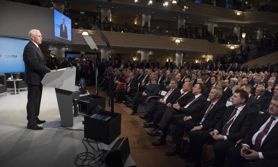 Mike Pence addressing the Munich Conference.