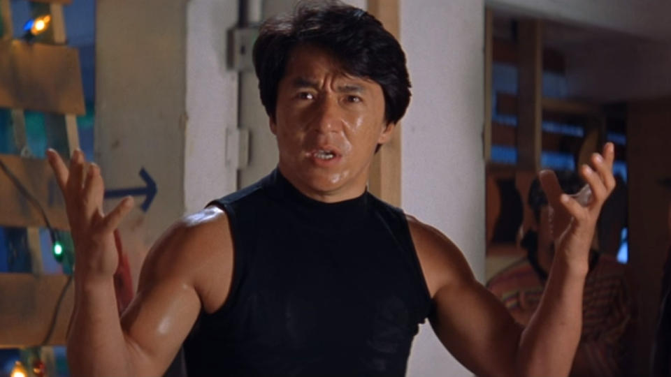 <p> Jackie Chan would become a staple of the buddy cop action comedy genre in the late ‘90s with <em>Rush Hour</em>, but one of his classic Hong Kong films that’s just as hilarious is <em>Rumble in the Bronx</em>. This is highlighted by the apartment fight scene where Chan’s Keung keeps getting thrown more painful weapons to take on a ponytailed henchman. The goon takes several punches and a football helmet like nothing, but cowers when Keung pulls out a massive wrench. </p>