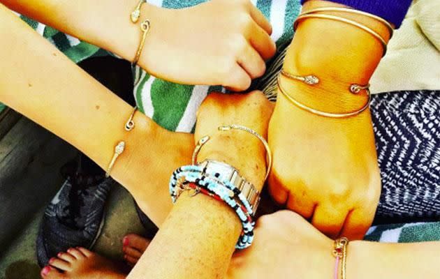 The pair have matching charity bracelets. Photo: Instagram/meghanmarkle