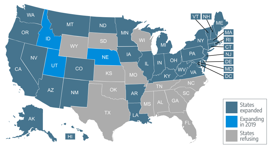 There are 14 states that have refused to expand Medicaid. (Photo: screenshot/HealthInsurance.org)