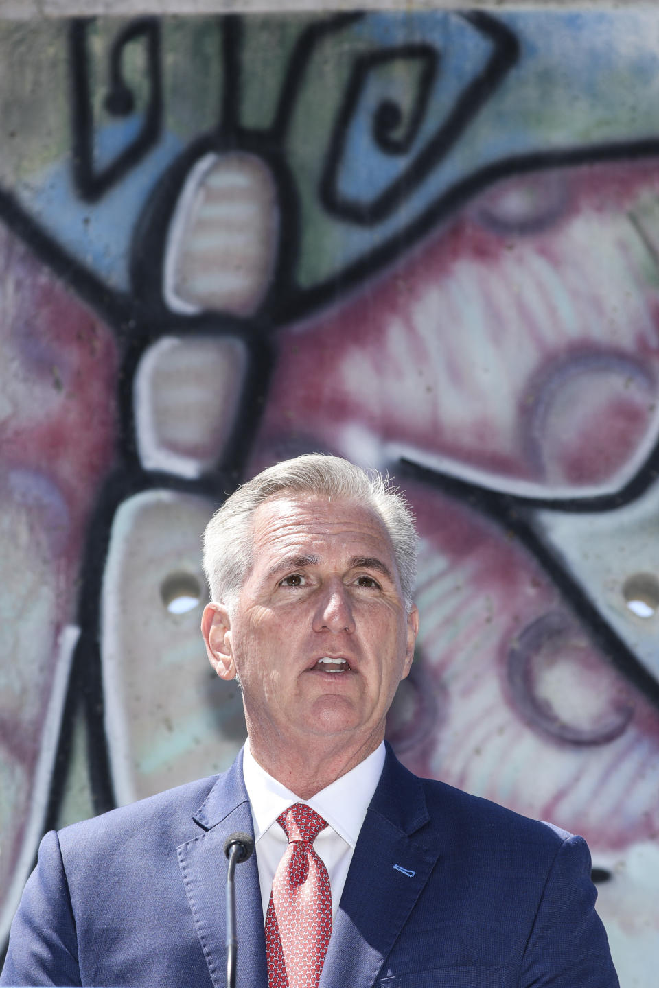 House Speaker Kevin McCarthy, R-Calif., speaks during a bipartisan press conference after meeting with Taiwanese President Tsai Ing-wen at the Ronald Reagan Presidential Library in Simi Valley, Calif., Wednesday, April 5, 2023. (AP Photo/Ringo H.W. Chiu)