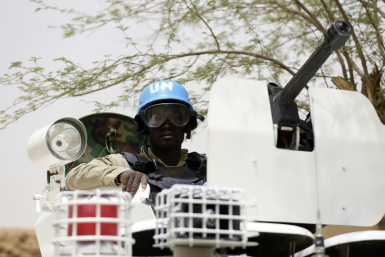 The United Nations peacekeepers patrol in the northern Malian city of Kidal