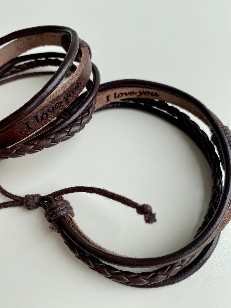 3) Personalized Leather Bracelet