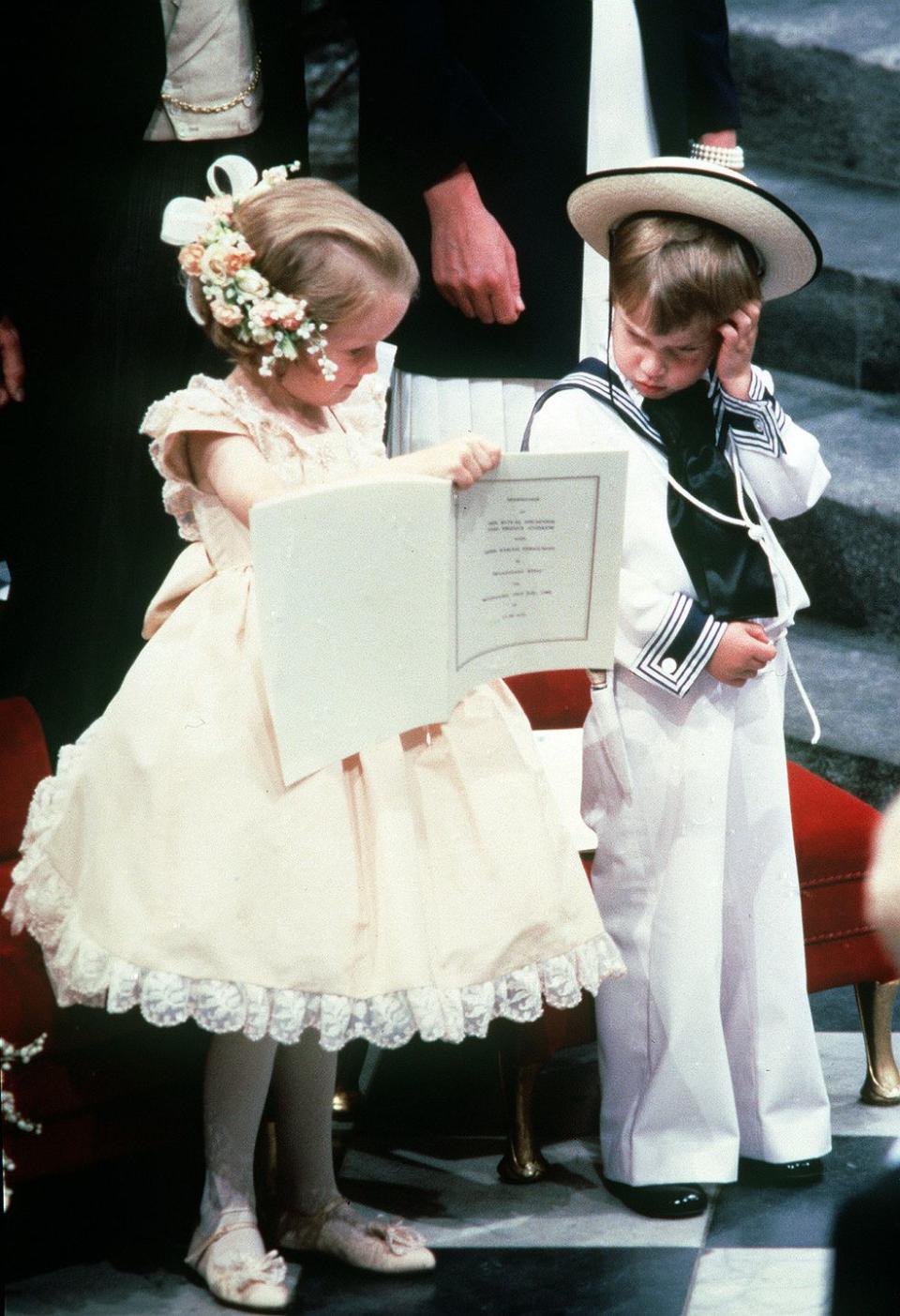 Prince William served as a Page Boy and Laura Fellowes as a Bridesmaid