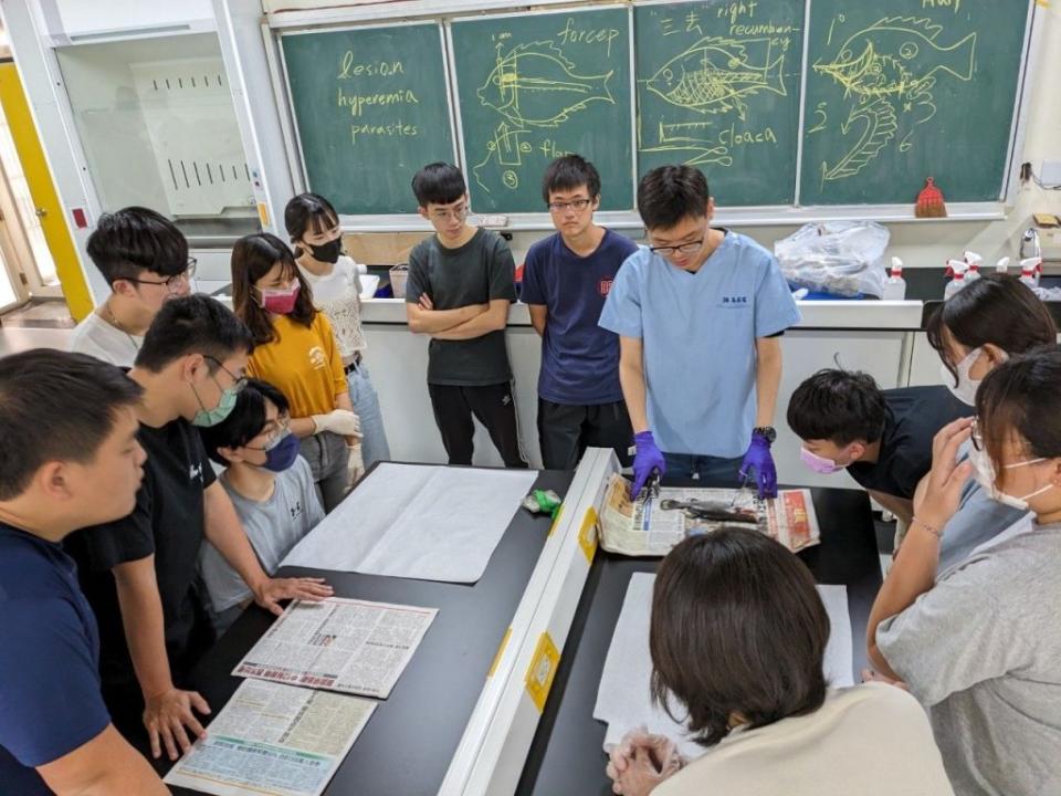 高雄市動保處與中山大學合作開課，教導新青農水產防疫知識。（記者吳門鍵攝）