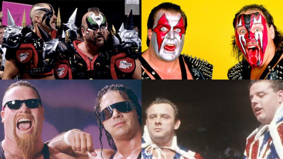 The Final Four vying for the Best Tag Team of the 1980s. They include: The Road Warriors, the Hart Foundation, Demolition and the British Bulldogs.