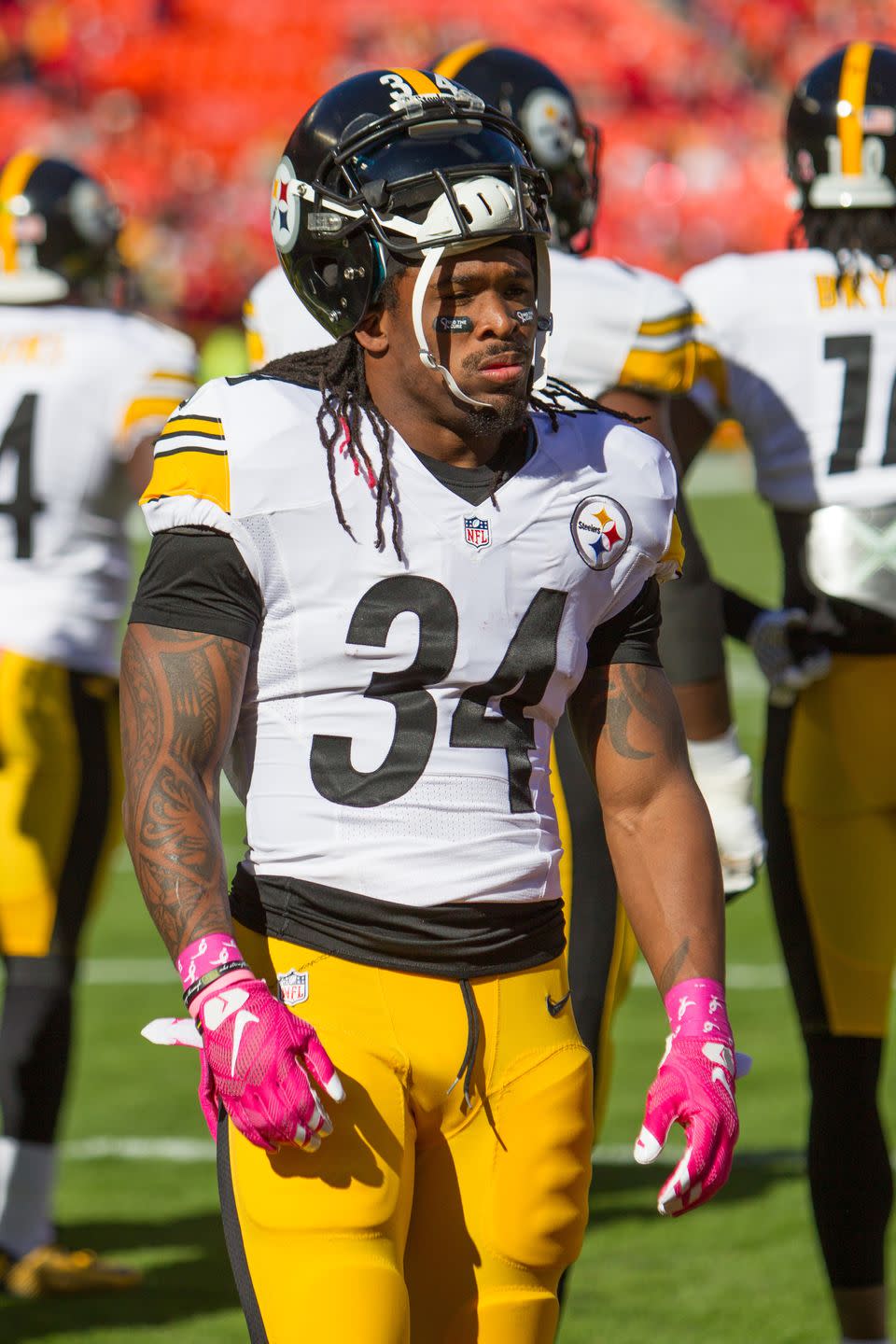 <p>This rule came to light when <a href="https://nesn.com/2015/10/report-deangelo-williams-fined-by-nfl-for-breast-cancer-message-on-eye-black/" rel="nofollow noopener" target="_blank" data-ylk="slk:DeAngelo Williams;elm:context_link;itc:0;sec:content-canvas" class="link ">DeAngelo Williams</a> walked on the field in 2015 and honored his mother, a breast cancer survivor, with the message "find the cure" on his eye blacks. While the gesture was for a good cause, the league slapped him with a fine just shy of $6,000 for breaking this rule. </p>