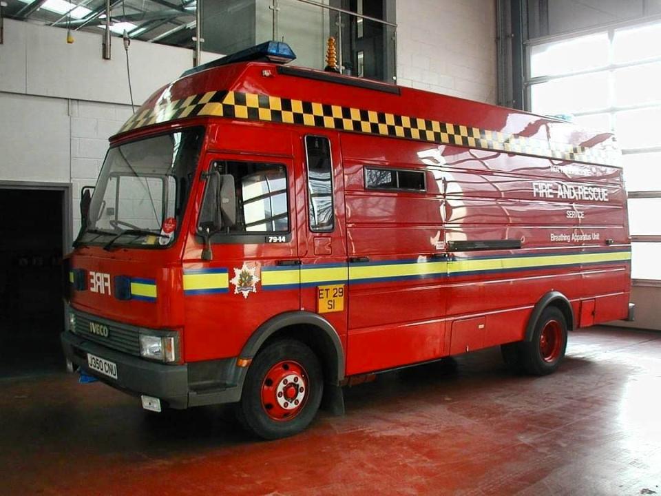 An English firetruck as purchased by Jess Branton and Dave Smith, who turned it into a mobile home.