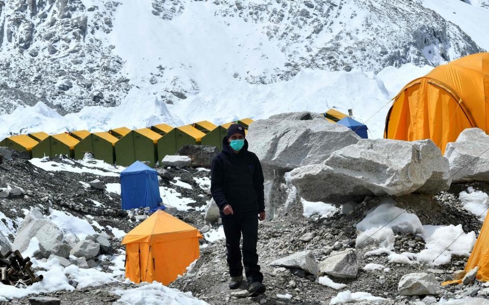 A staff member at Everest Base Camp, Nepal - Prakash Mathema/AFP