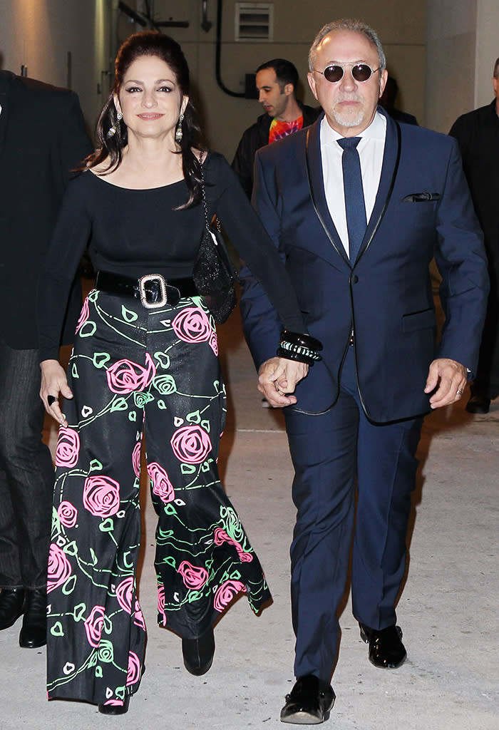 It should have been all about Emilio Estefan on Sunday night. After all it was the music producer's 60th birthday party. But as usual, his Conga-loving wife, Gloria, stole the show -- and not in a good way -- with her hideous, floral, wide-leg pants and way-too-tight belt-shirt combo. (3/10/13)