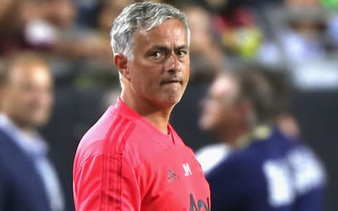 Manager Jose Mourinho of Manchester United watches from the touchline during the pre-season friendly match between Manchester United and Club America  - Credit: Getty