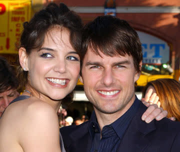 Premiere: Katie Holmes and Tom Cruise at the Hollywood premiere of Warner Bros. Pictures' Batman Begins - 6/6/2005 Photo: Gregg DeGuire, WireImage.com