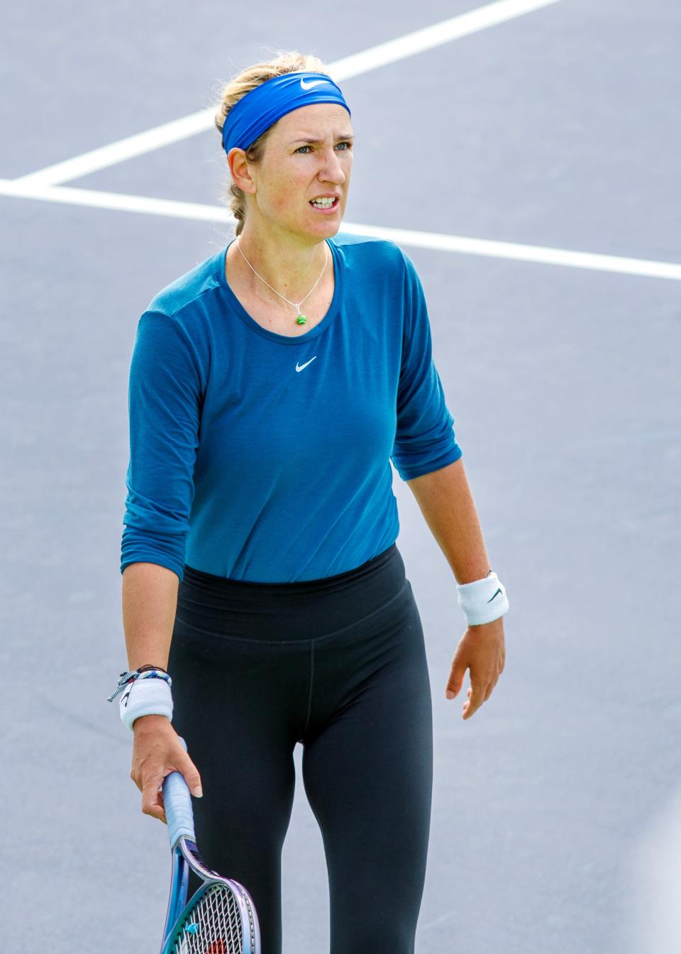 Victoria Azarenka practices on day one of the BNP Paribas Open at the Indian Wells Tennis Garden in Indian Wells, Calif., on Monday, March 6, 2023. 