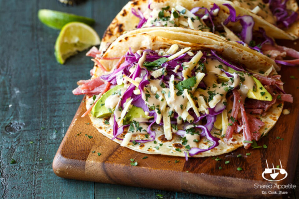 <p>Shared Appetite</p><p>Always in the mood for tacos? Make tacos with easy slow cooker corned beef!</p><p><strong>Get the recipe: <a href="https://sharedappetite.com/recipes/slow-cooker-corned-beef-tacos/" rel="nofollow noopener" target="_blank" data-ylk="slk:Slow Cooker Corned Beef Tacos;elm:context_link;itc:0;sec:content-canvas" class="link ">Slow Cooker Corned Beef Tacos</a></strong></p><p><strong>Related: <a href="https://parade.com/846227/sheagoldstein/15-off-the-charts-delicious-corned-beef-recipes/" rel="nofollow noopener" target="_blank" data-ylk="slk:17 Off-the-Charts Corned Beef Recipes;elm:context_link;itc:0;sec:content-canvas" class="link ">17 Off-the-Charts Corned Beef Recipes</a></strong></p>