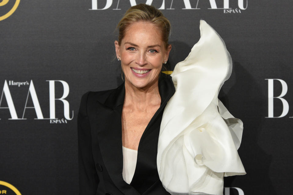 MADRID, SPAIN - 2019/11/05: Sharon Stone attends the Harper's Bazaar Awards 2019 at Santoña palace in Madrid. The American actress, producer, and former fashion model Sharon Vonne Stone received the International Icon Harper's Bazaar Award 2019. (Photo by John Milner/SOPA Images/LightRocket via Getty Images)