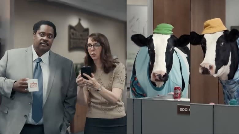 cows and people in office