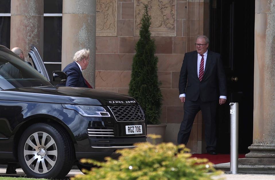 PM Boris Johnson arrives at Hillsborough Castle during a visit to Northern Ireland for talks (Liam McBurney/PA)