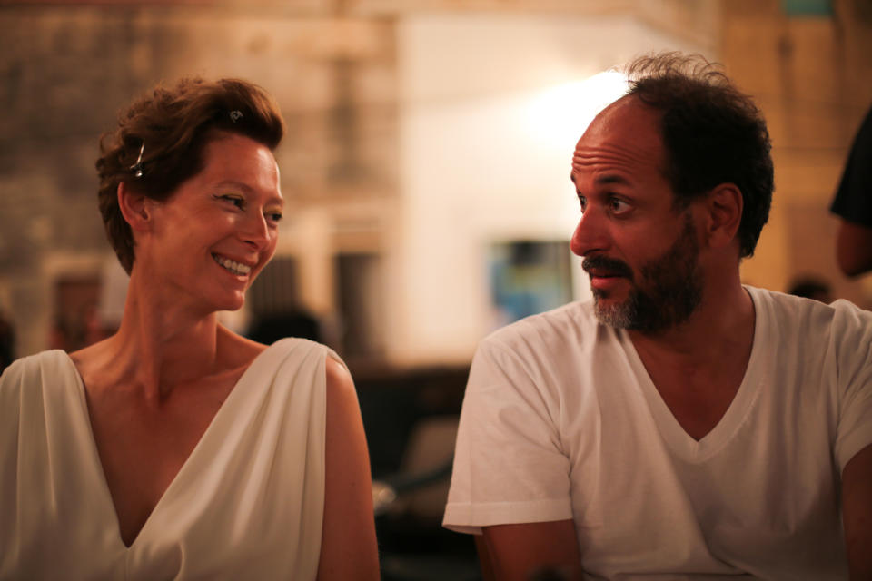 Luca Guadagnino directs Tilda Swinton in “A Bigger Splash” - Credit: Searchlight Pictures