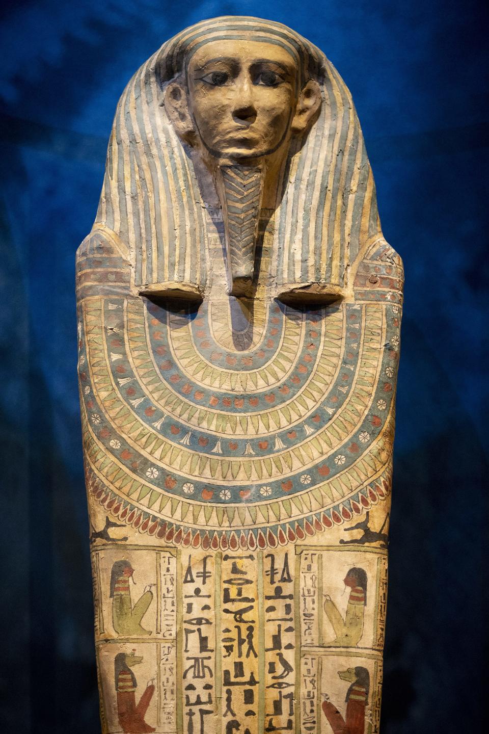 Sarcophagus of a Woman of High Status is displayed at the Mummies of the World: The Exhibition at the Arizona Science Center. The exhibit includes mummies from Egypt, Europe and the U.S. and is open to the public from Feb. 10 through Sept. 2, 2019.