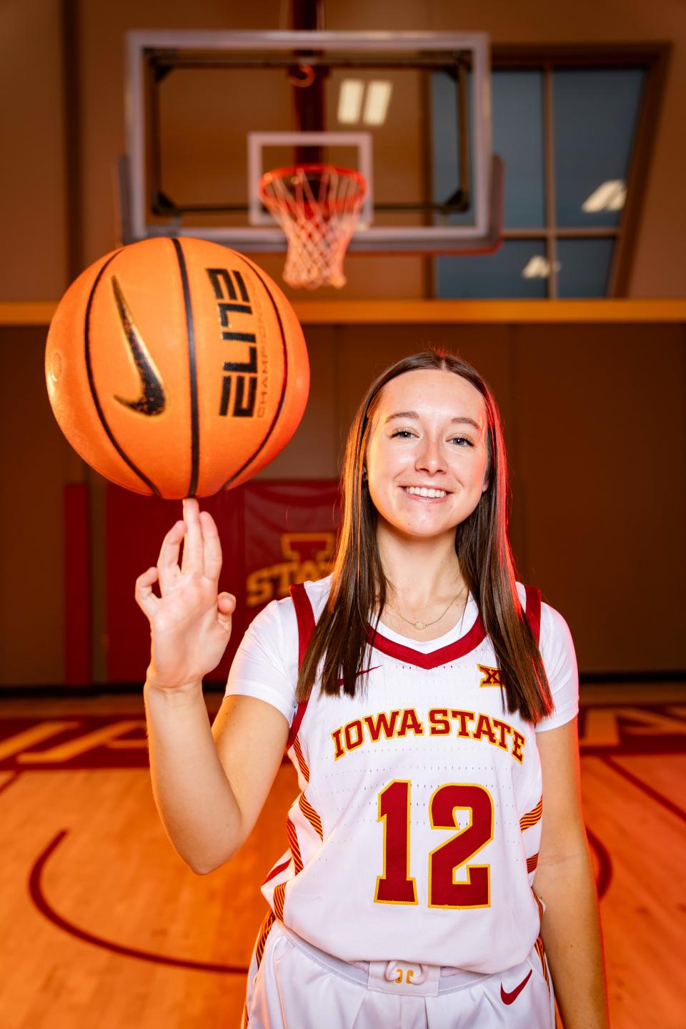 Mary Kate King stands for a photo during Iowa State women's basketball media day in Ames, Thursday, Oct. 12, 2023.