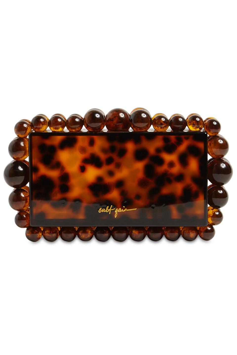 Eos Beaded Tortoiseshell Acrylic Clutch