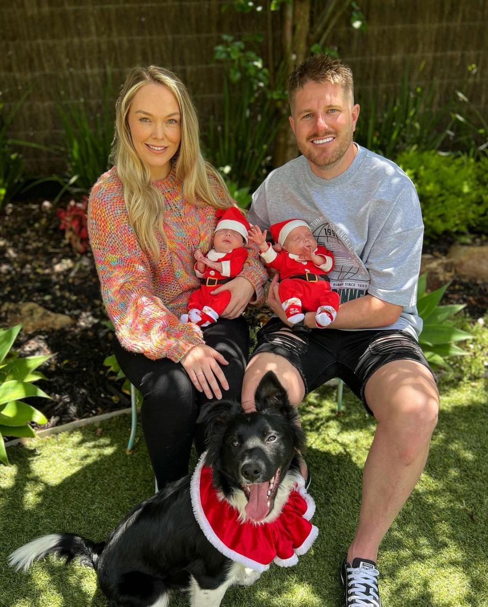 Melissa Rawson and Bryce Ruthven on Christmas with their twins