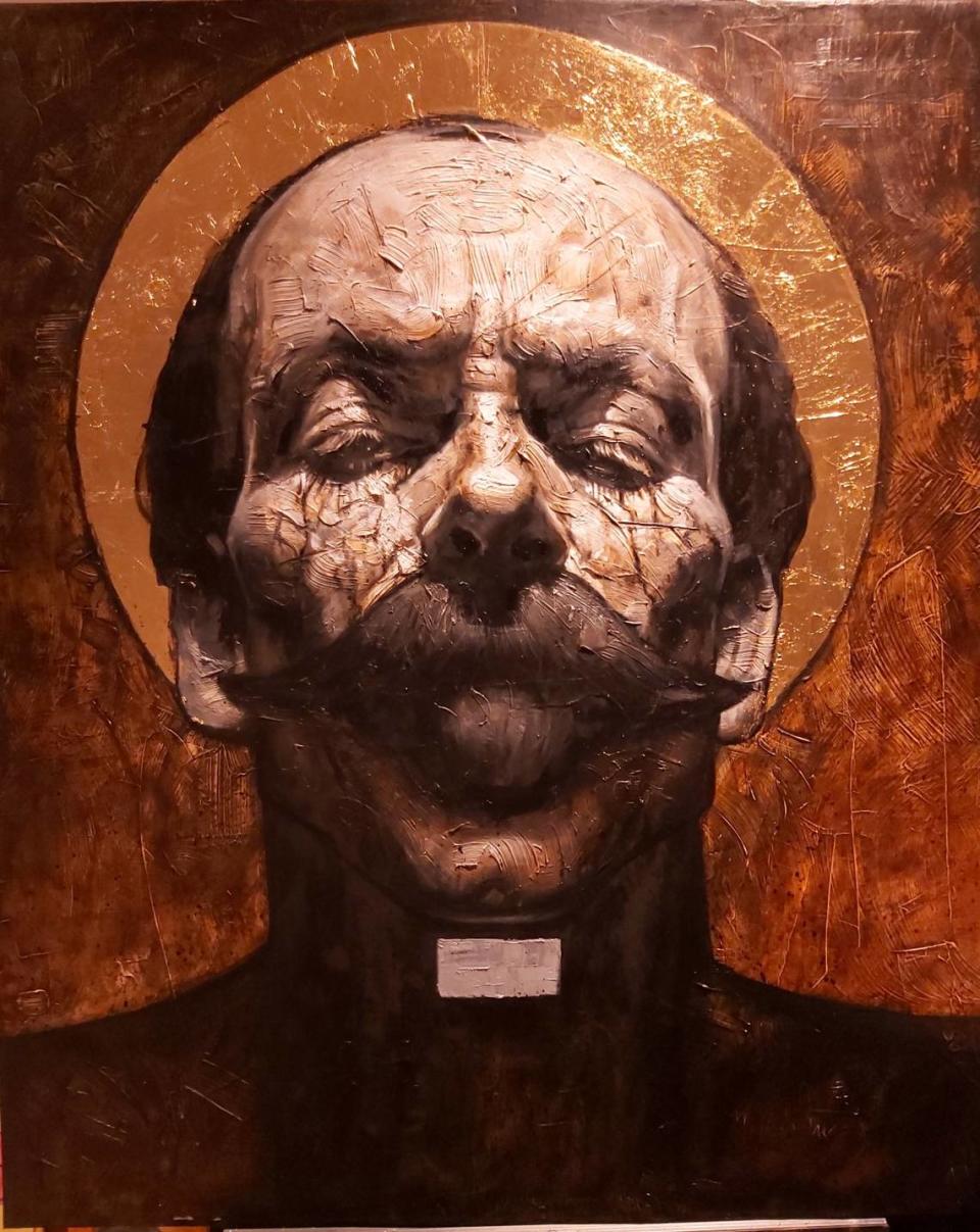 La obra “Apostle” apóstol, del artista cubano Maikel Benítez, muestra a un José Martí sabio, con una postura de calma y santificación