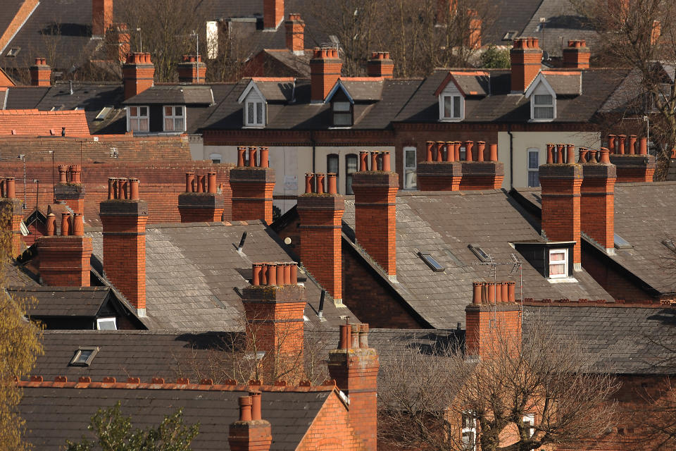 General view of rooftops of houses in Edgbaston, Birmingham
