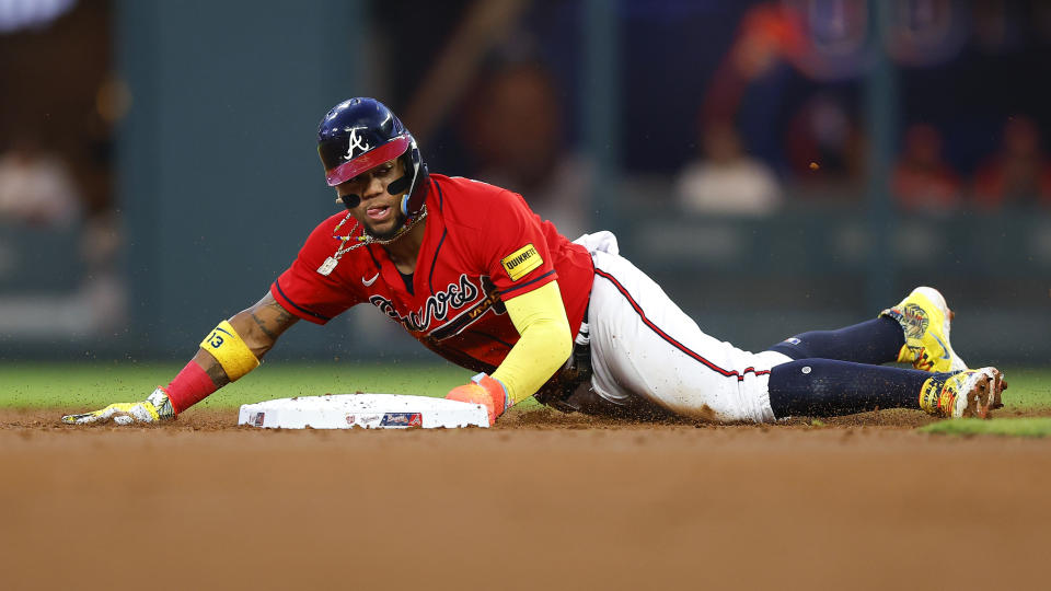 本季跑轟代表人物亞特蘭大勇士Ronald Acuna Jr.。（MLB Photo by Todd Kirkland/Getty Images）