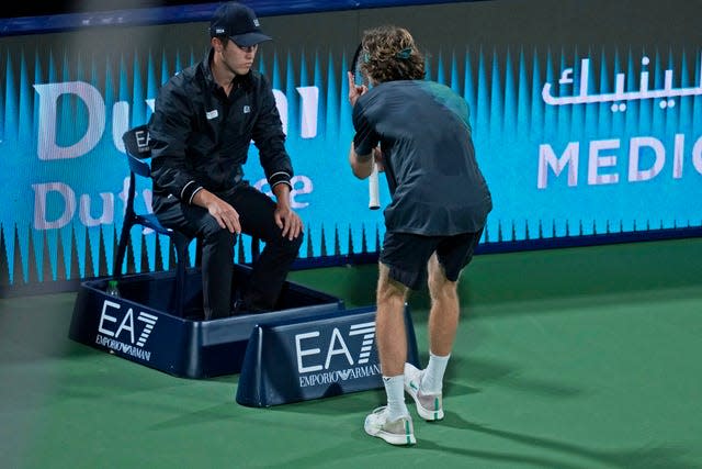 Andrey Rublev appeared to say something to a line judge