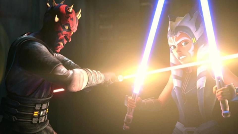 Darth Maul and Ahsoka in The Clone Wars