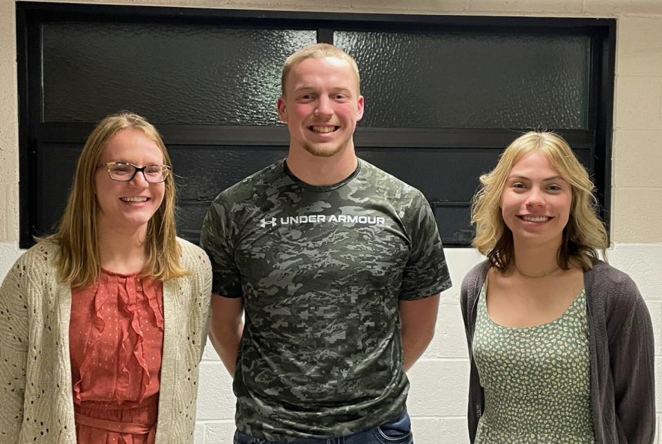 The Colonel Crawford Lions Club recently recognized (left to right) Maria Smith, Parker Ketterman and Emma Scott as its October, November and January Students of the Month.