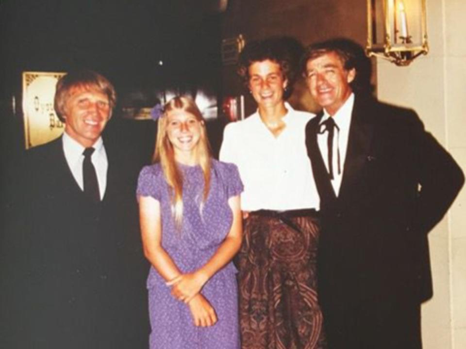 Roland Jaeger, Andrea Jaeger, Pam Shriver and her trainer Don Candy (Andrea Jaeger)