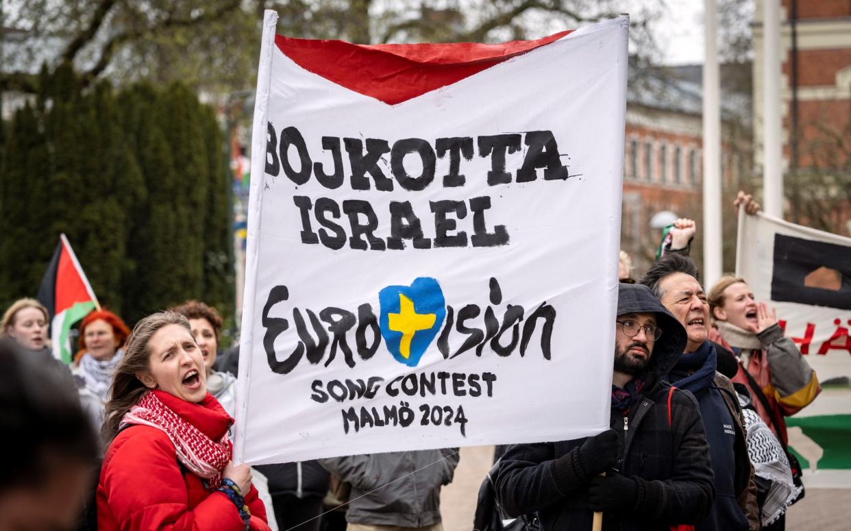 Demonstrators gathered last month to protest against Israel's participation in the Eurovision Song Contest in Malmo