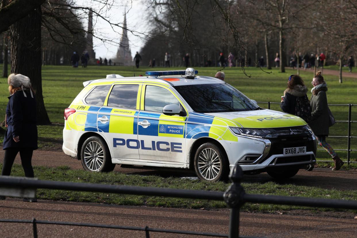 <p>Police patrolling London’s Hyde Park over the weekend</p> (PA)