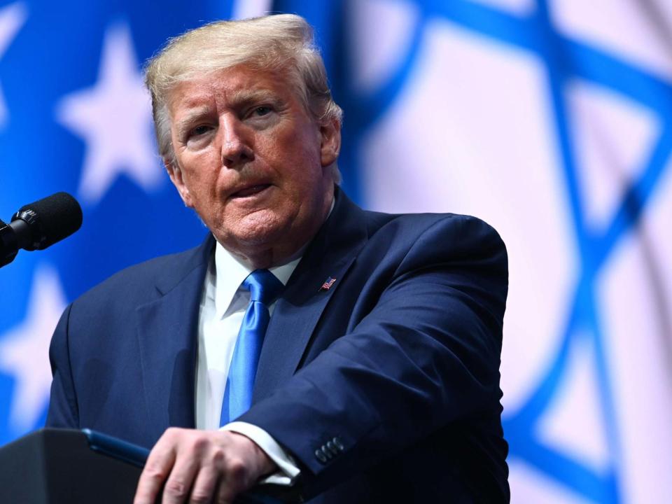US President Donald Trump addresses the Israeli American Council National Summit 2019: AFP/Getty