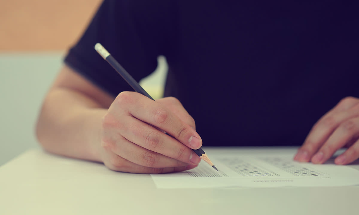 A stock photo of a student taking a standardized test