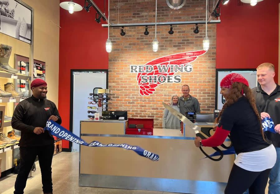 Footwear company Red Wing Shoes celebrating new opening in Grove City. (Courtesy: Grove City Area Chamber of Commerce)