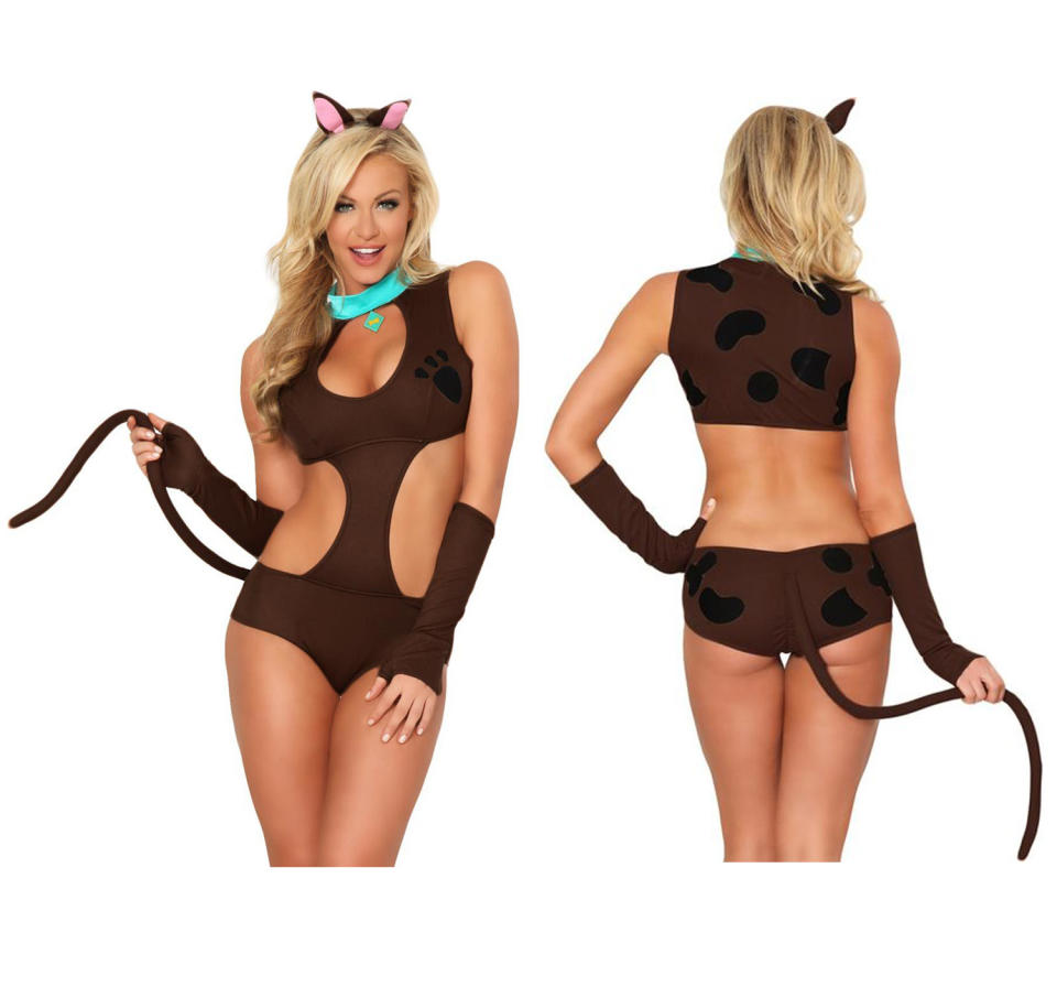 <p>Ruh-roh, your eyes may burn off seeing <a rel="nofollow noopener" href="https://www.3wishes.com/sexy-costumes/fairy-tale-costumes/cartoon-costumes/doggy-doo-costume/" target="_blank" data-ylk="slk:this wretched (and wholly unauthorized) take;elm:context_link;itc:0;sec:content-canvas" class="link ">this wretched (and wholly unauthorized) take</a> on the classic cartoon character. There is literally zero need to make a dumb but lovable cartoon dog “sexy.” The tail is gross, the satin blue “collar” is gross, and what’s with the paw print on the chest? That’s a mystery we don’t need solved, actually.<br>(Photo: 3wishes.com) </p>