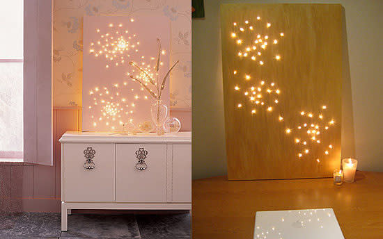 Make wall art using fairy lights with this DIY.