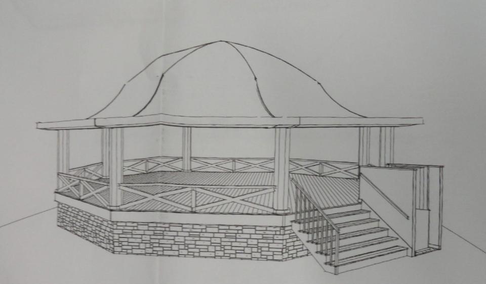 This is an architecht's conceptual drawing of the proposed electric-operated lift to be installed on the 1932 Hawley Ellingsen Bandstand in Bingham Park. ARC of Wayne County plans to pay for it out of donations; the lift will allow better accessibility to the bandstand for people with mobility challenges.