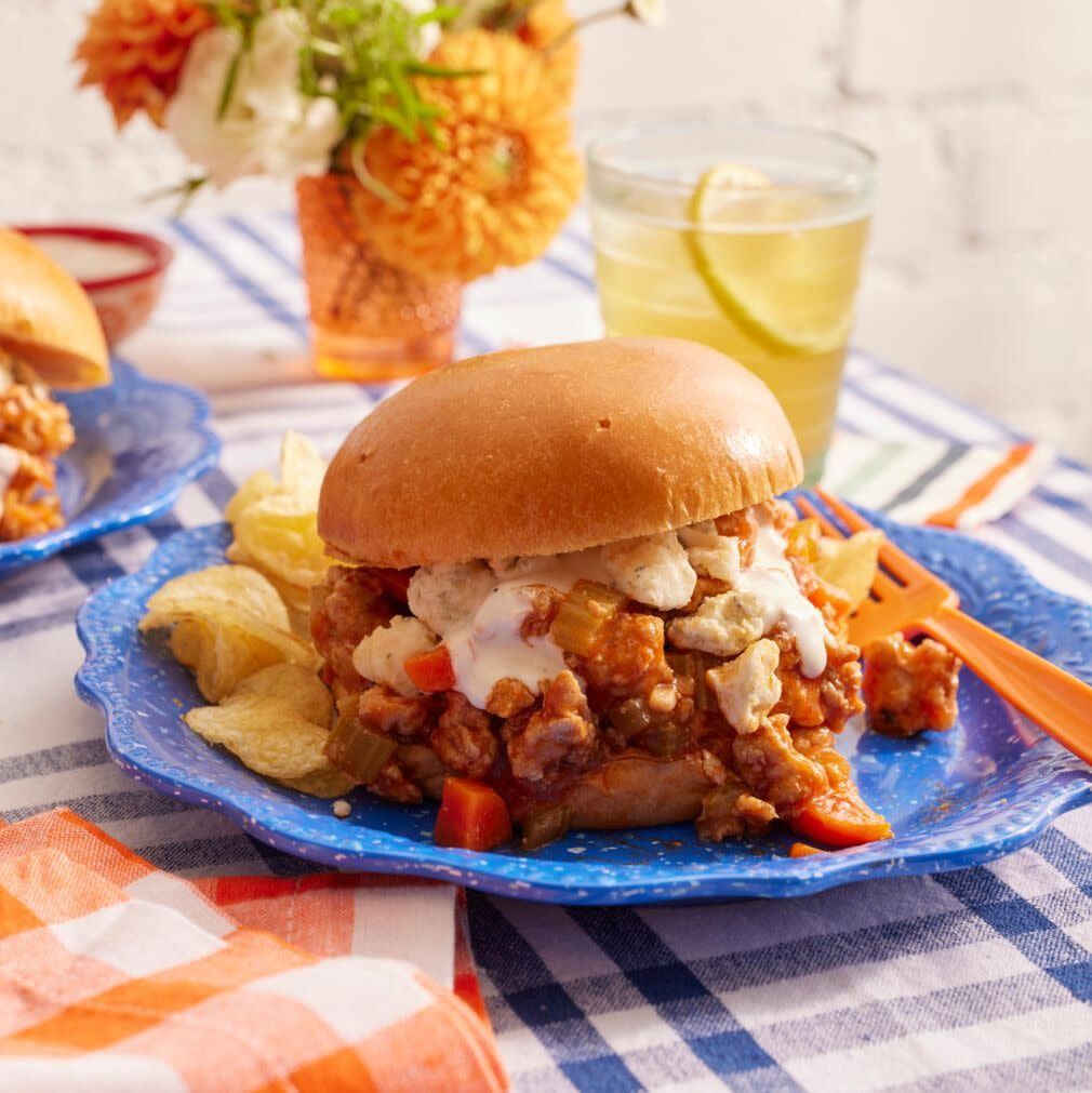 fall buffalo chicken sloppy joes