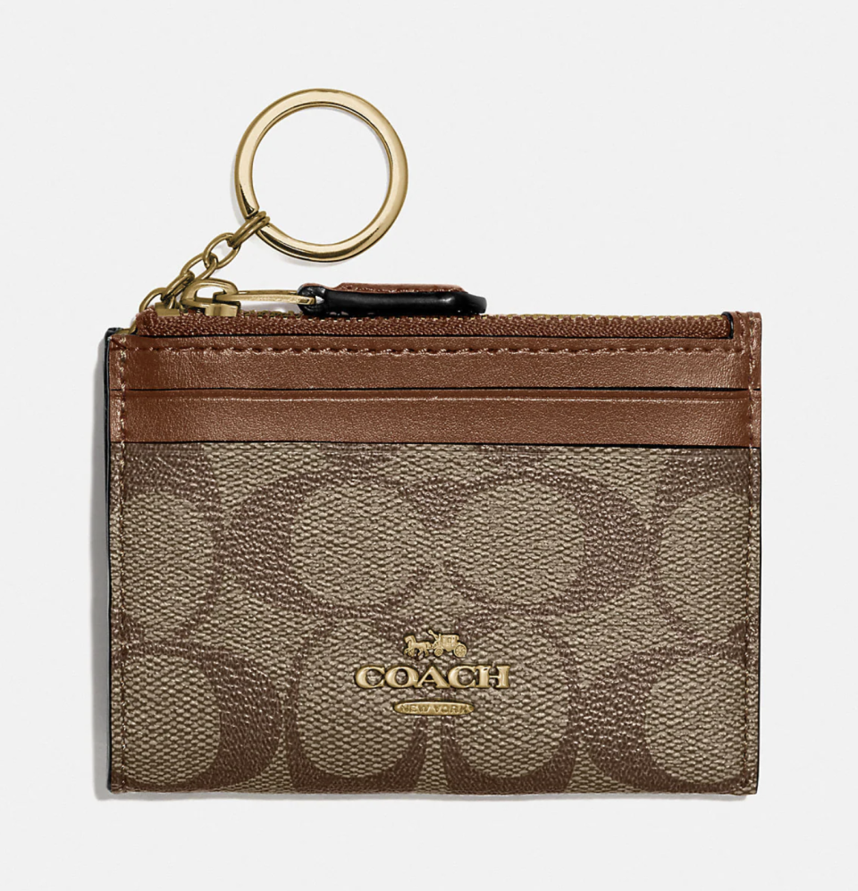 Mini Skinny Id Case In Signature Canvas (photo via Coach Outlet)