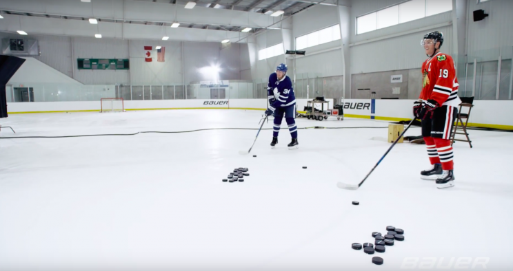 Jonathan Toews, Auston Matthews trick shot.