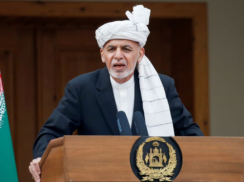 Afghanistan's President Ashraf Ghani speaks during his inauguration as president, in Kabul