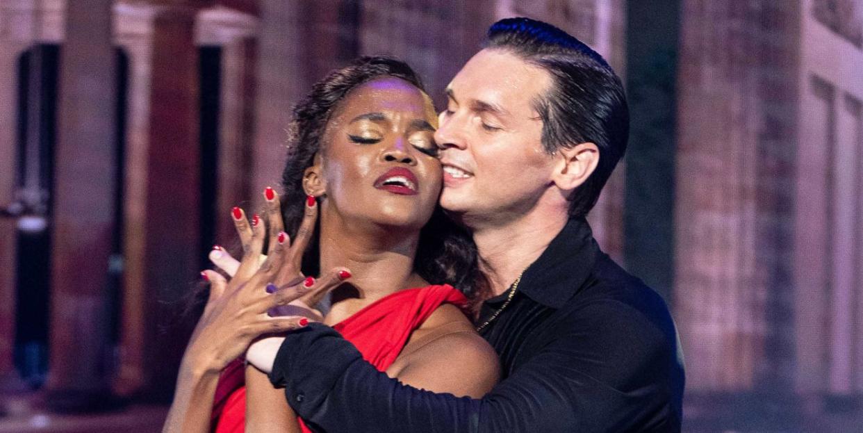 oti mabuse and marius lepure dance together during the final performance of her 2022 i am here tour at london coliseum